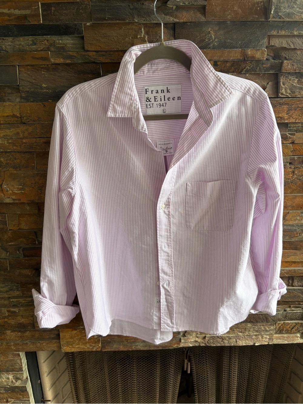 Frank & Eileen Pink and White Striped Button-Down Shirt